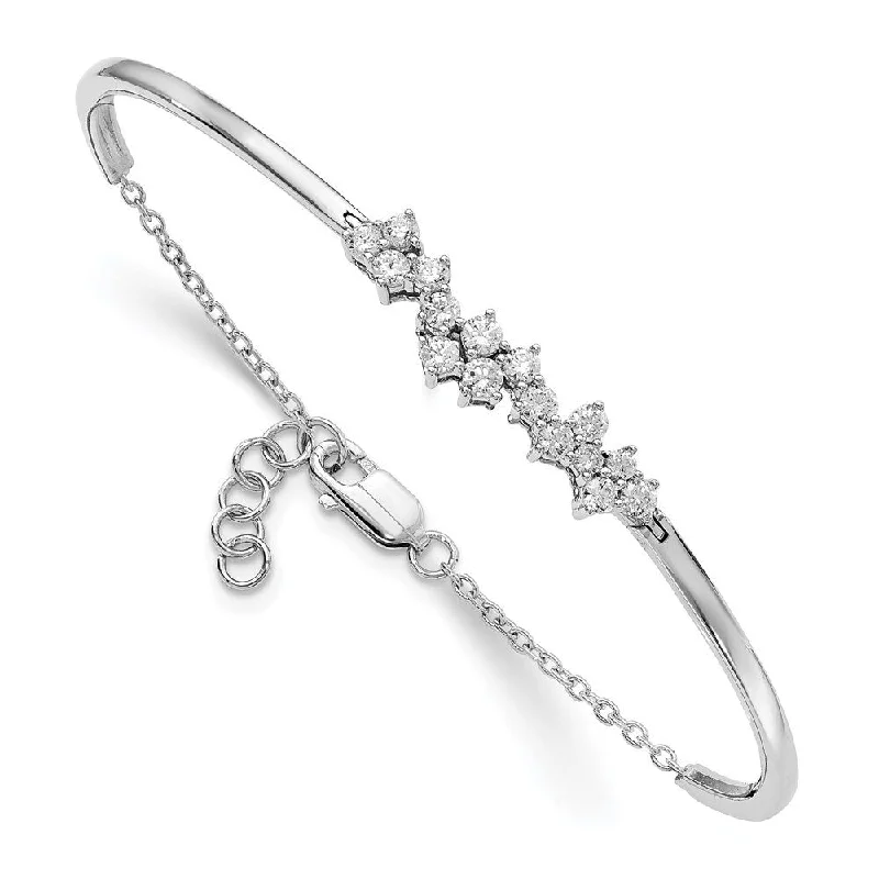 Women’s elegant bracelets-14k White Gold Rhodium Diamond Bangle Bracelet, 7.5" (W-2mm)