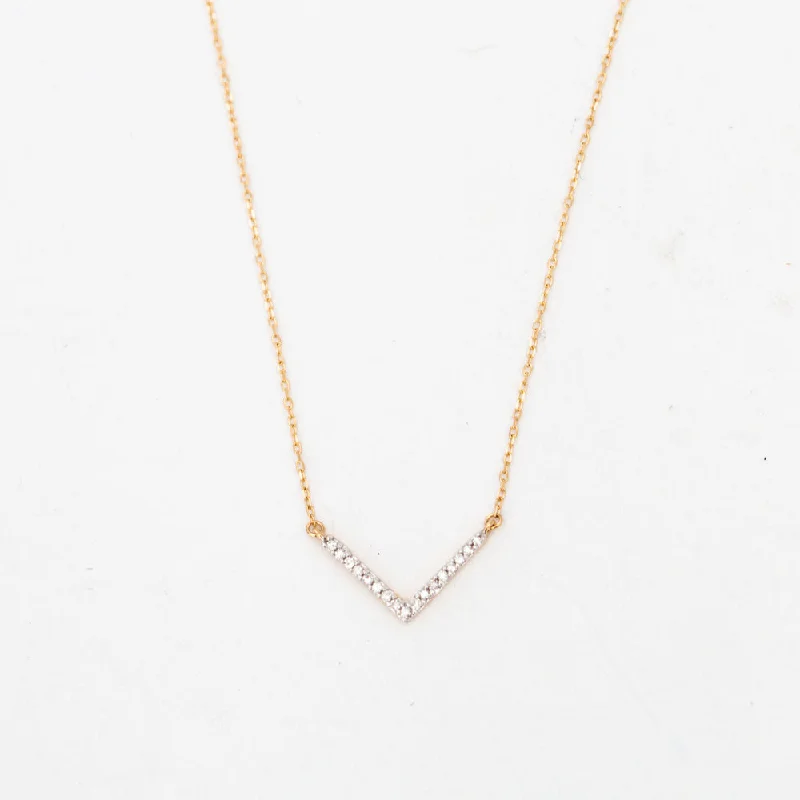 Women’s multi-layer necklaces-Tiny Pavé V Necklace