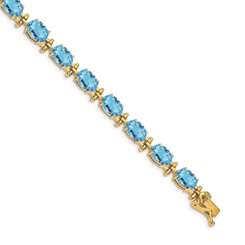 Women’s stretch bracelets-14k Blue Topaz Bracelet-WBC-BM4501-BT-Y