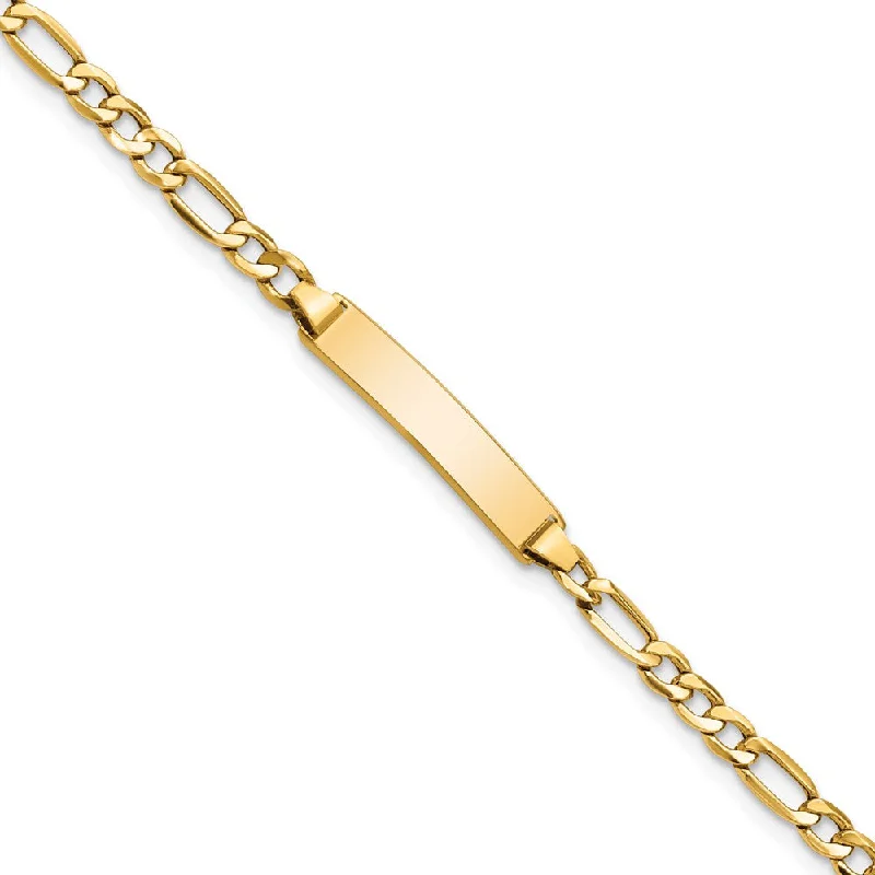 Women’s personalized bracelets-14k Semi-Solid Figaro Link ID Bracelet-WBC-DCID140-7