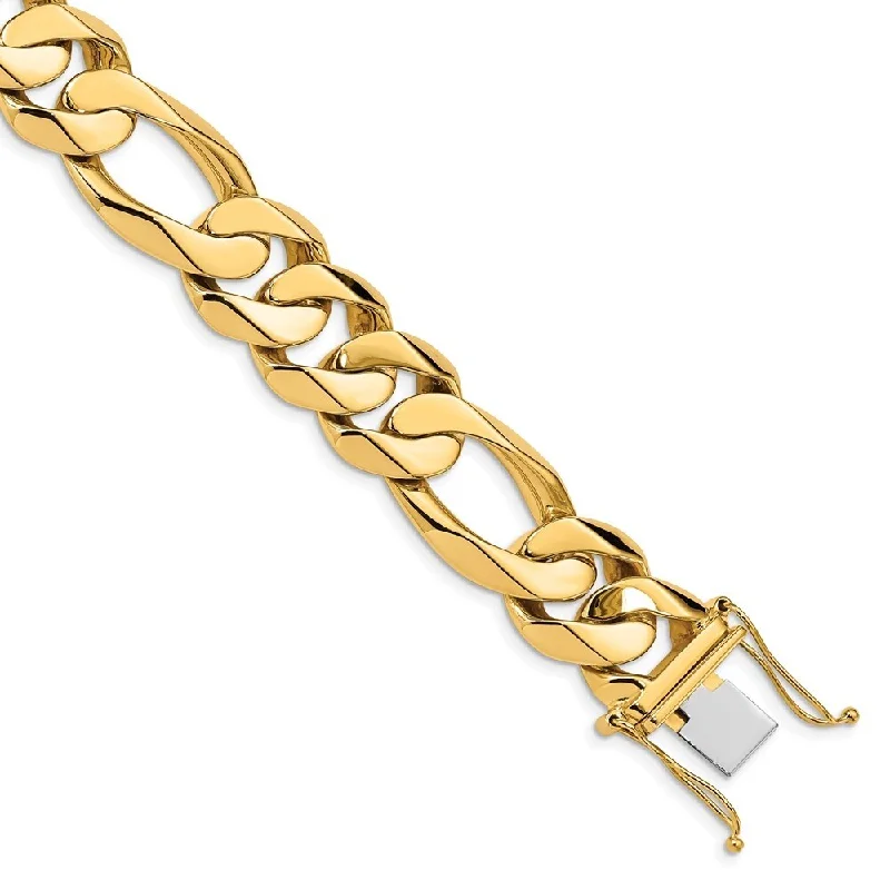 Women’s birthstone bracelets-14k Yellow Gold 15.7mm Fancy Heavy Figaro Link Bracelet, 8.25"