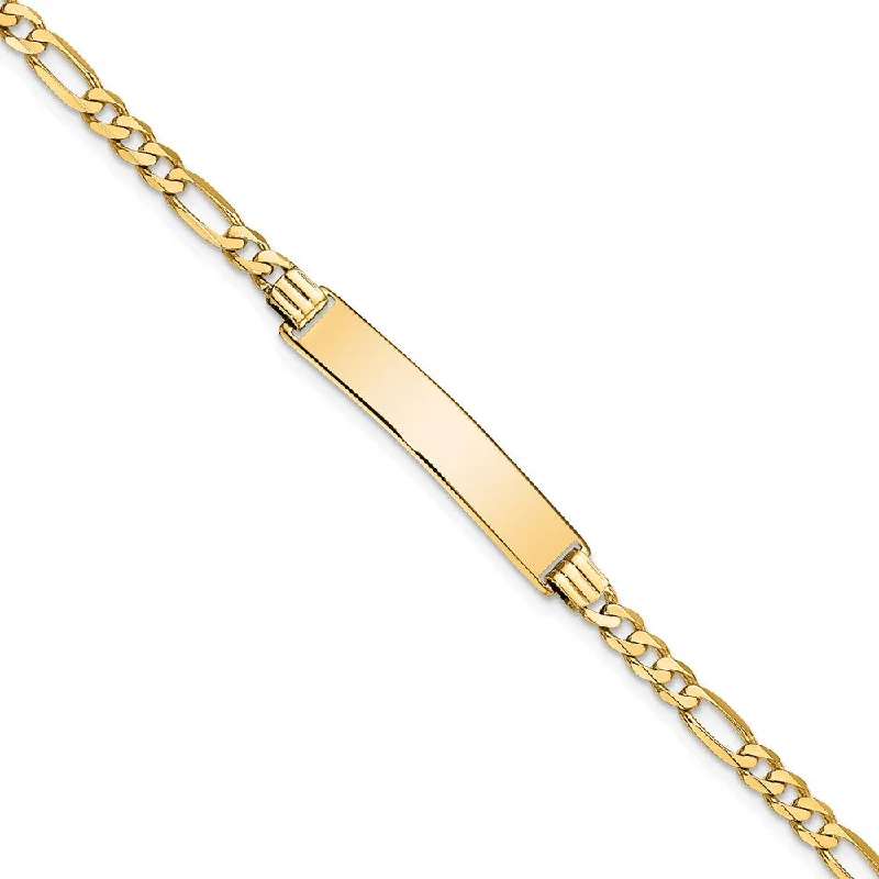 Women’s tennis bracelets-14k Flat Figaro Link ID Bracelet-WBC-LID75-8