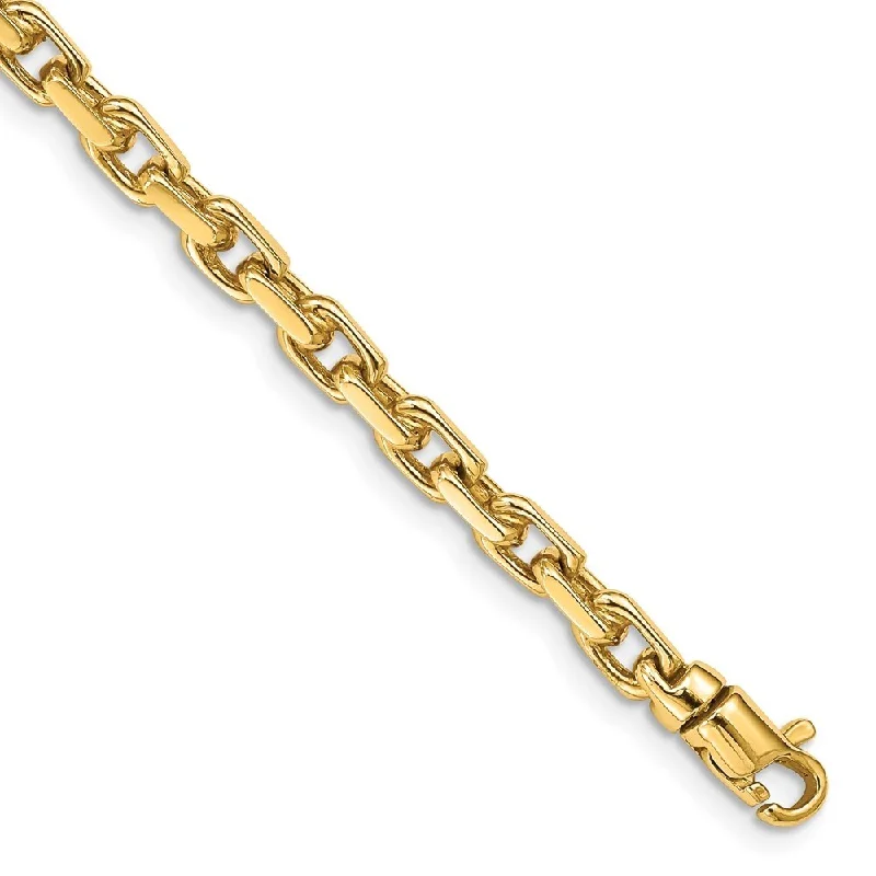 Women’s gemstone bracelets-14k Yellow Gold 4.2mm Hand-Polished Fancy Link Chain Bracelet, 7"