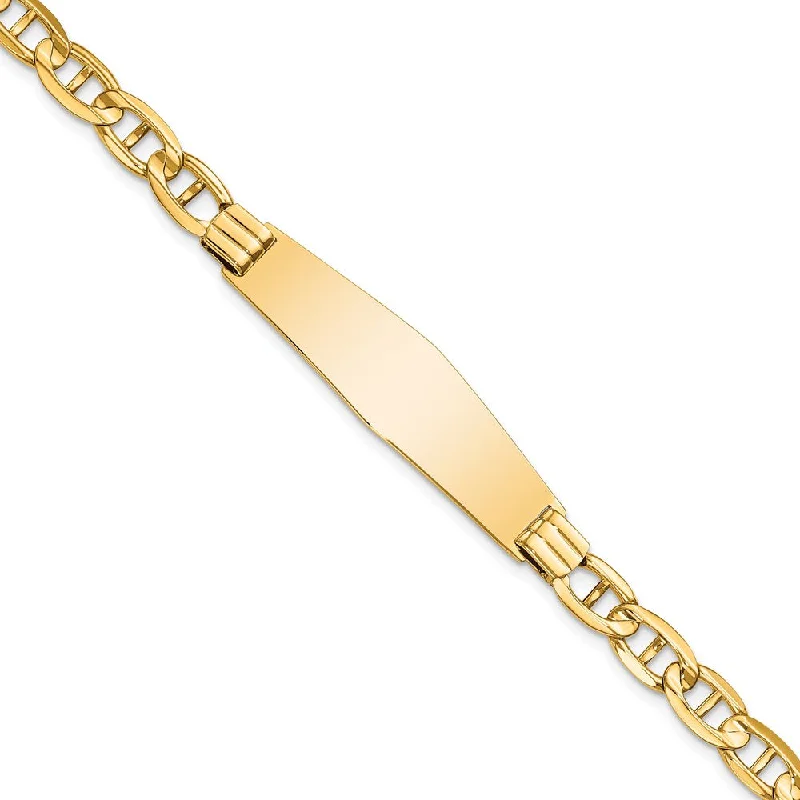 Women’s chain bracelets-14k Anchor Link Soft Diamond Shape ID Bracelet-WBC-LID79C-8