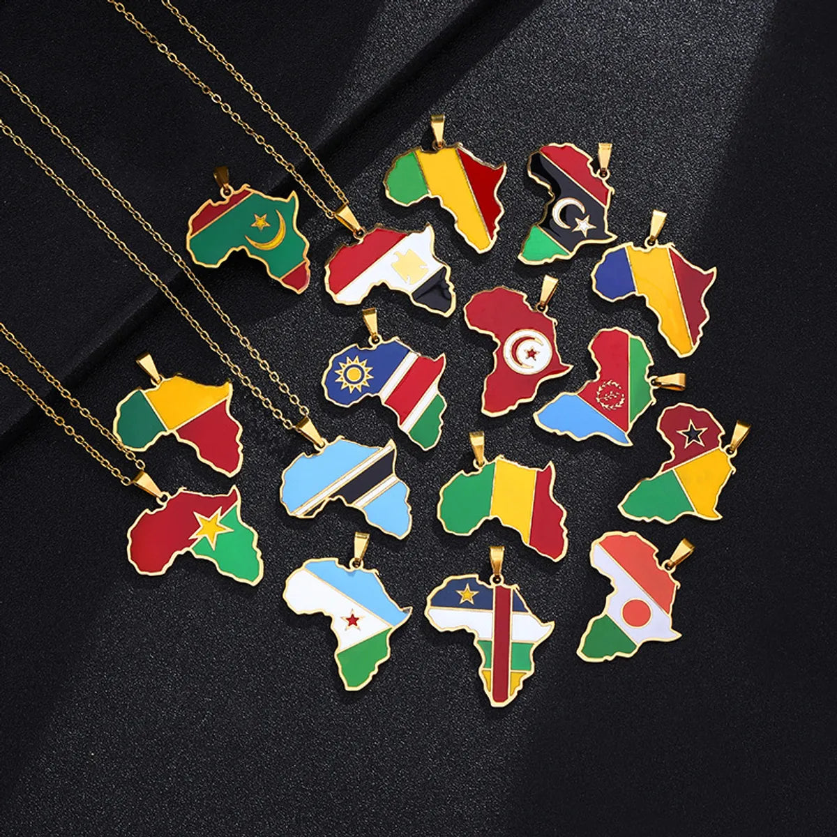 Women’s rose gold pendant necklaces-Fashion National Flag Stainless Steel Necklace Dripping Oil Stainless Steel Necklaces