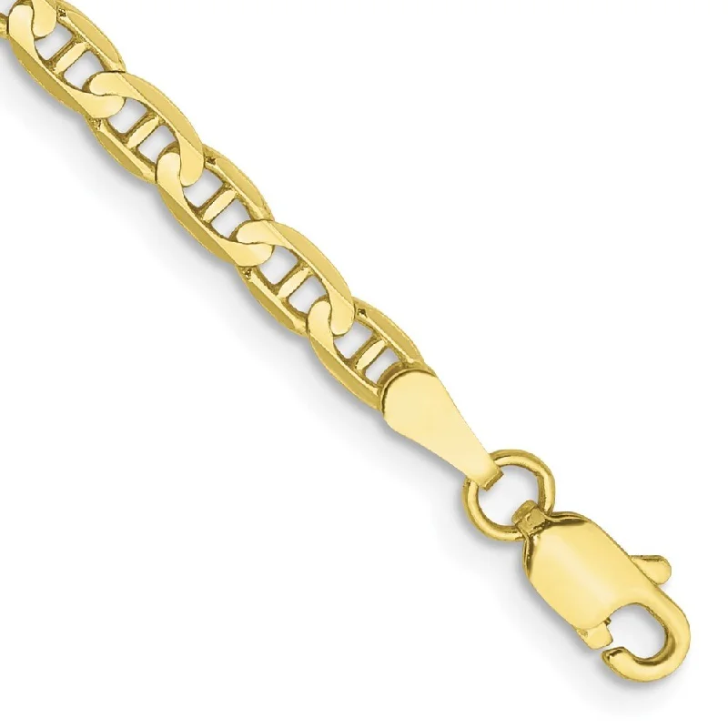 Women’s chic bangles-10k Yellow Gold 3mm Concave Anchor Chain Bracelet, 7"