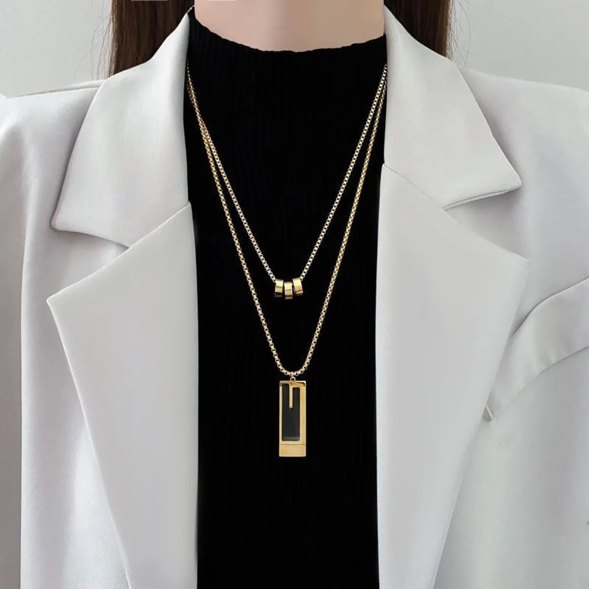 Women’s gold necklaces-Elegant Rectangle Alloy Wholesale Sweater Chain