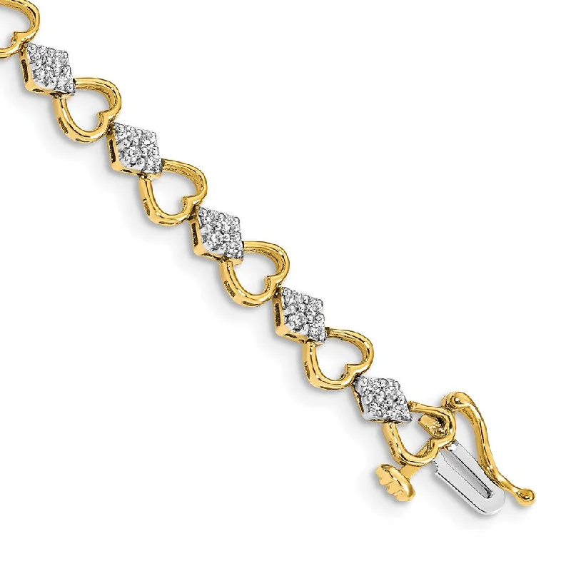 Women’s butterfly bracelets-14k Diamond Heart Link Bracelet-WBC-BM4608-100-YA