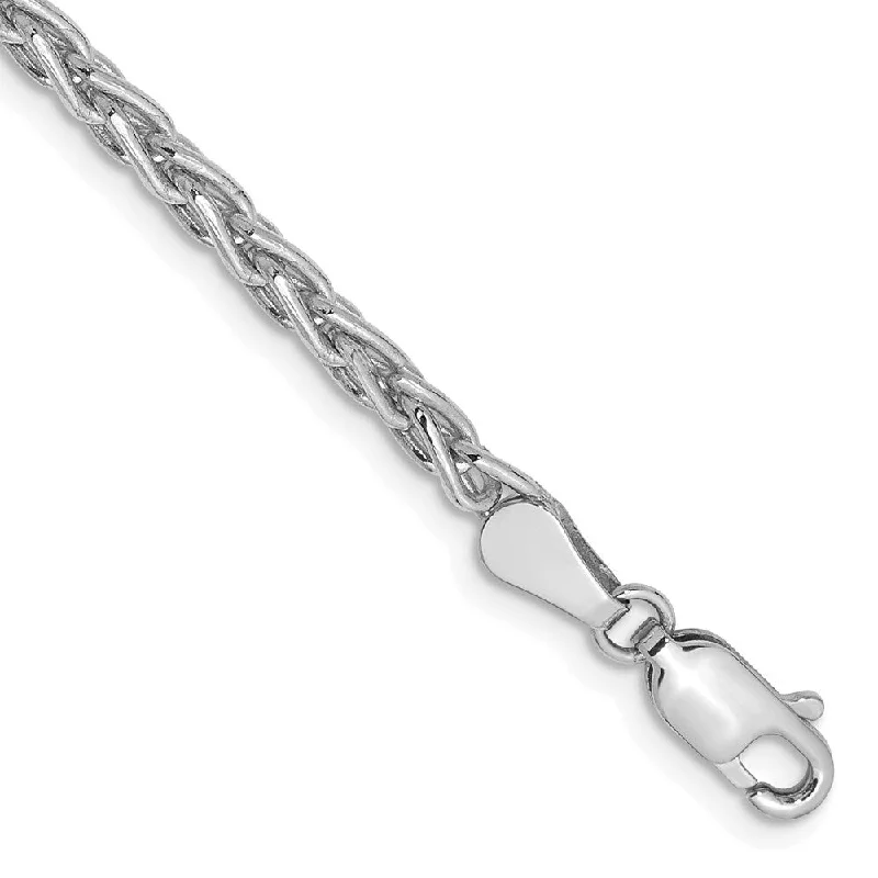 Women’s crystal bangles-14k White Gold 3mm Parisian Wheat Chain Bracelet, 7"