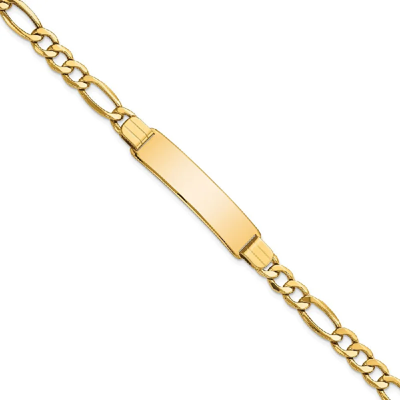 Women’s boho bracelets-14k Polished Semi-Solid Figaro ID Bracelet-WBC-DCID136-8