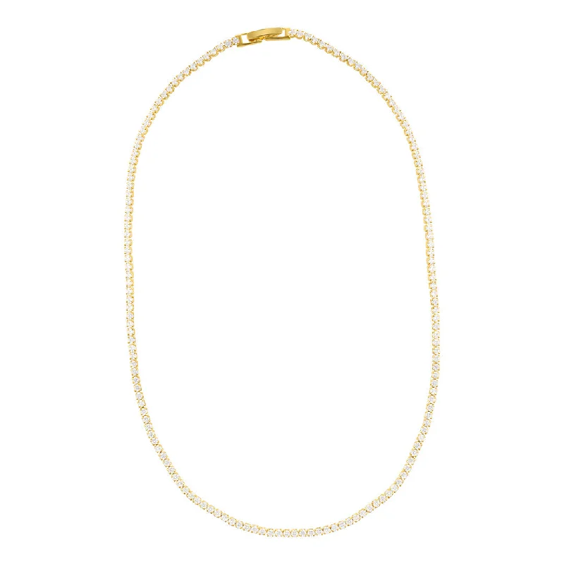 Women’s gold chain necklaces-14k Gold Plated Micro Tennis Necklace