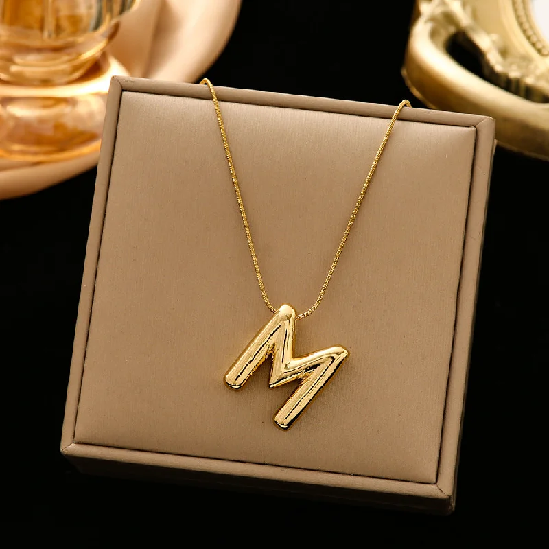 337 Letter M Snake Bones Chain-Gold