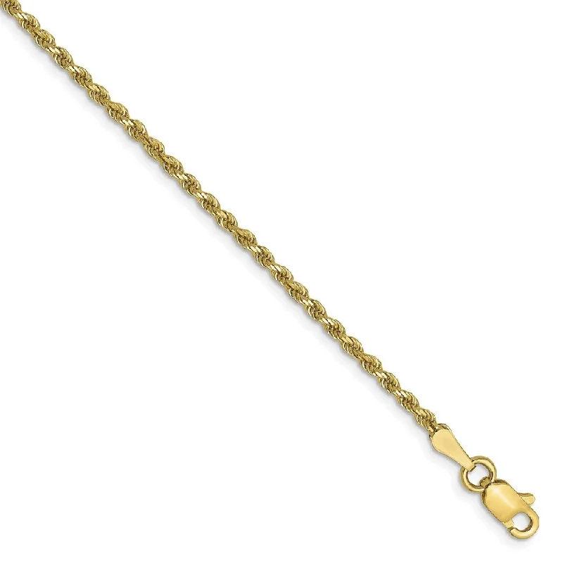 Women’s silver charm bracelets-Leslie's 10k Yellow Gold 1.75mm Diamond-Cut Rope Chain Bracelet, 7"