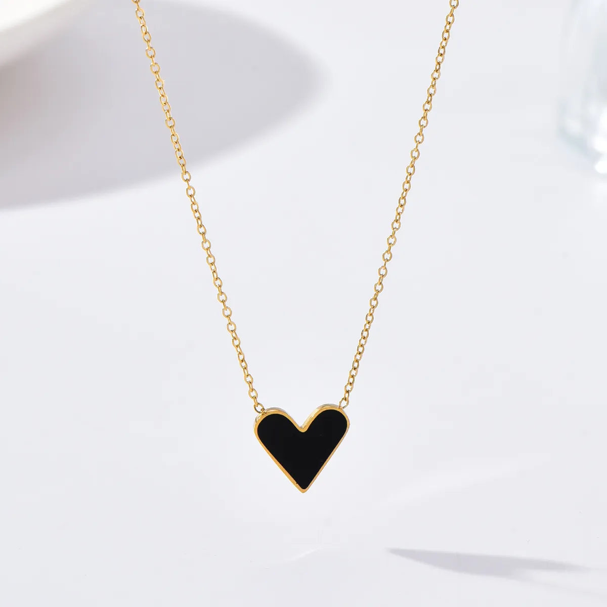 Women’s silver chain necklaces-Fashion Heart Shape Stainless Steel Enamel Necklace