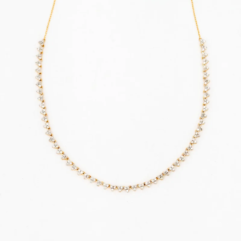 Women’s vintage gold necklaces-Diamond Cluster Half Riviera Necklace