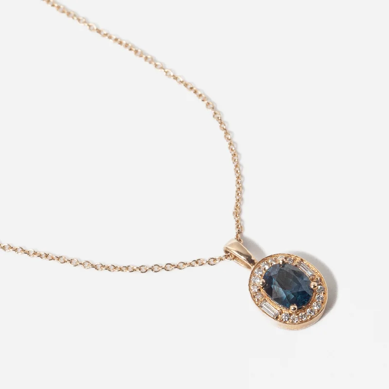 Women’s pendant necklaces-1.13 ct Teal Oval Sapphire Athena Necklace