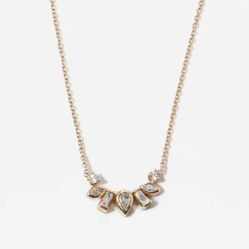 Women’s designer necklaces-Mixed Diamond Bezel Curve Necklace