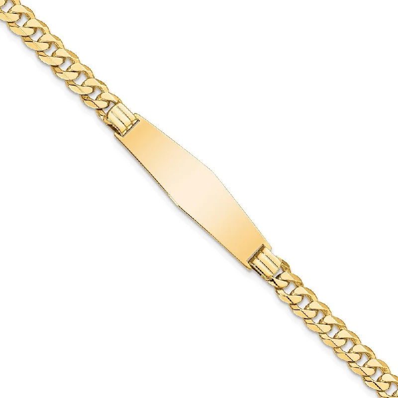 Women’s diamond tennis bracelets-14K Curb Link Soft Diamond Shape ID Bracelet-WBC-LID63C-8