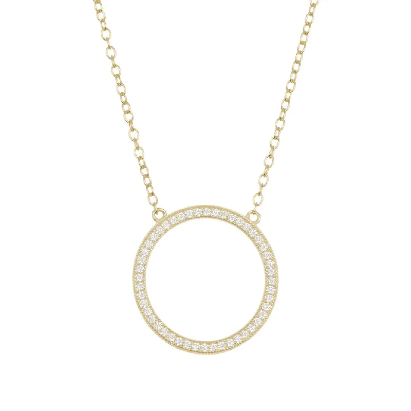 Women’s designer pendant necklaces-14k Gold Plated Circular Necklace