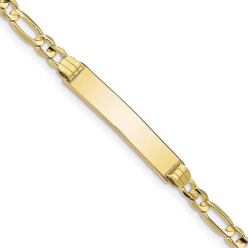 Women’s diamond-studded bangles-10k Yellow Gold Figaro Link ID Bracelet, 7" (W-5.37mm)