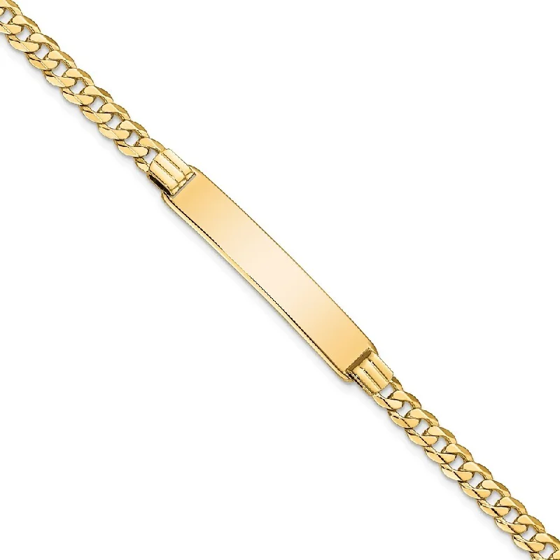 Women’s crystal bracelets-14k Yellow Gold 7mm Curb Link ID Bracelet, 7"