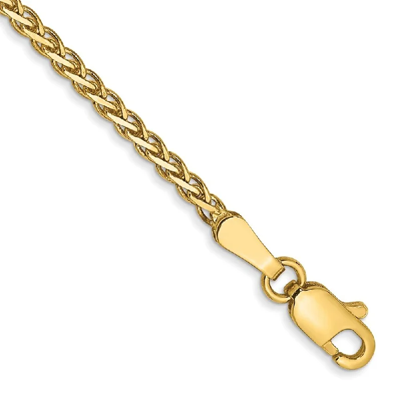 Women’s luxe gold bracelets-14k Yellow Gold 1.8mm Flat Wheat Chain Bracelet, 7"