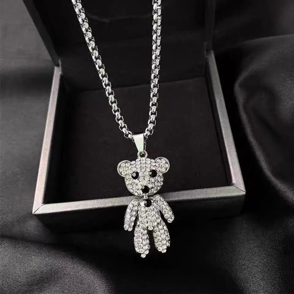 Women’s custom necklaces-Fashion Bear Alloy Inlay Rhinestones Women's Pendant Necklace 1 Piece