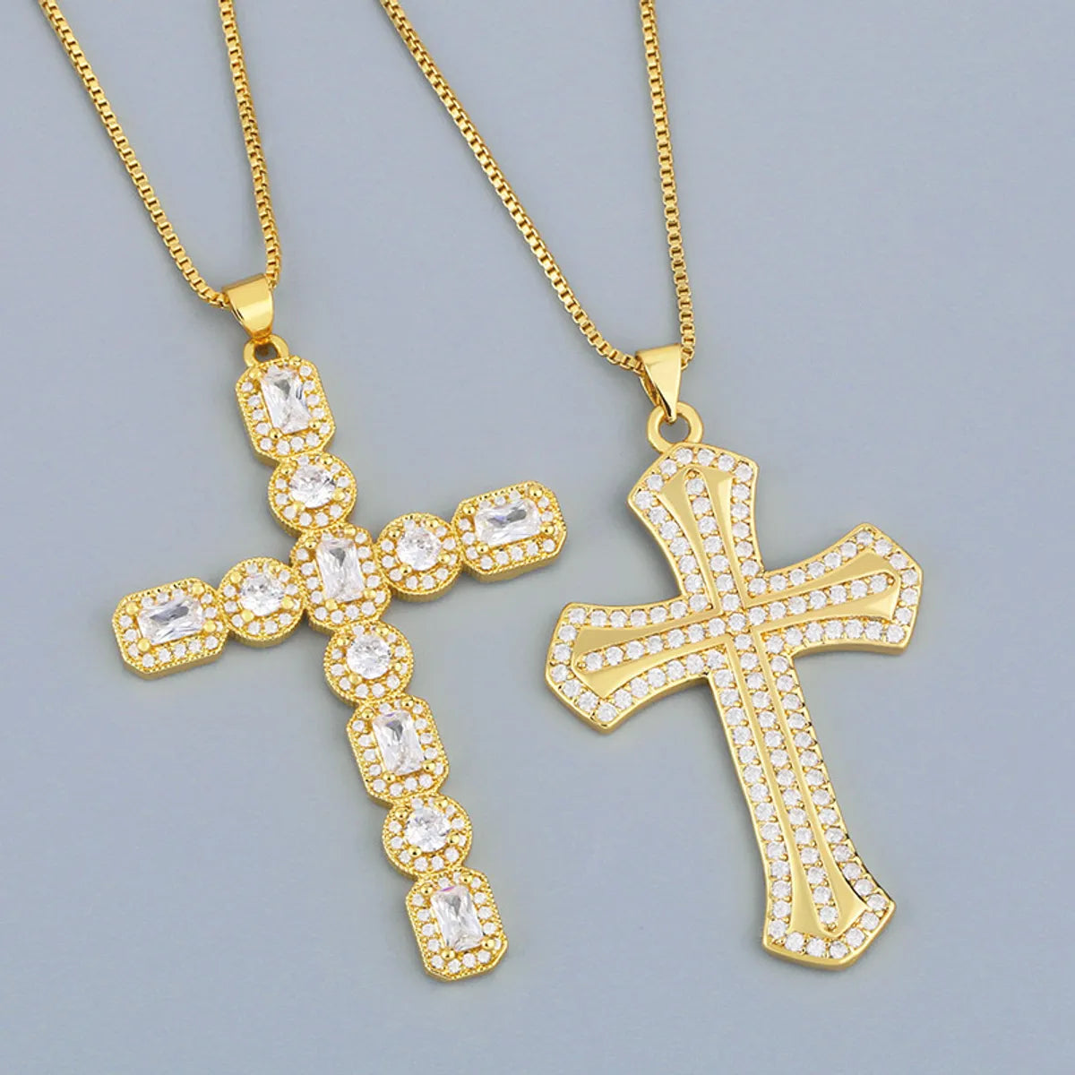 Women’s personalized diamond necklaces-Full Zircon Cross Pendant Hipster Necklace