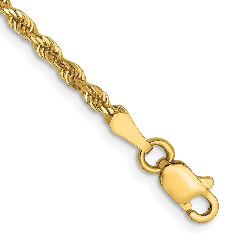 Women’s engraved bracelets-14k Yellow Gold 2.5mm Diamond-Cut Rope Chain Bracelet, 7"