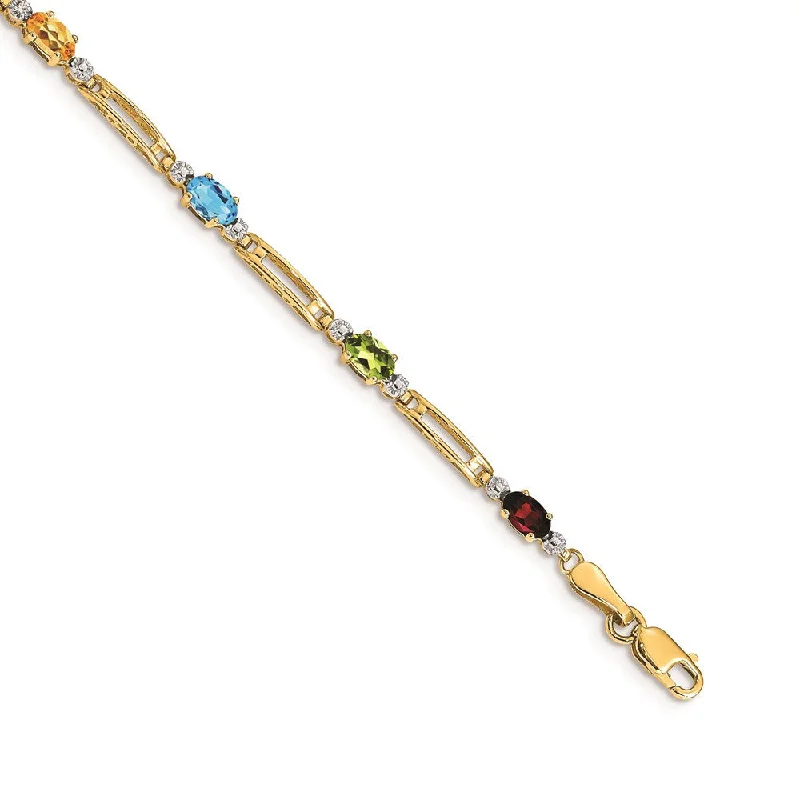 Women’s silver charm bracelets-14k Fancy Diamond and Gemstone Rainbow Bracelet-WBC-BM4492-RB-001-YA