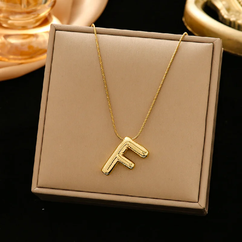 337 Letter F Snake Bones Chain-Gold