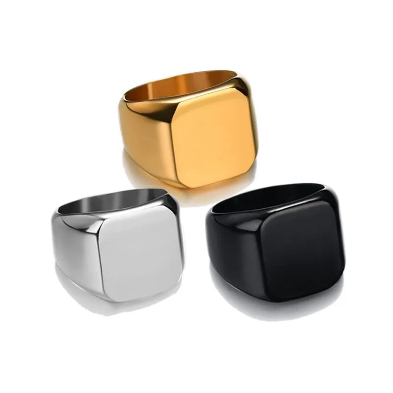 Women’s platinum rings-Fashion Geometric 304 Stainless Steel No Inlaid 18K Gold Plated Men'S