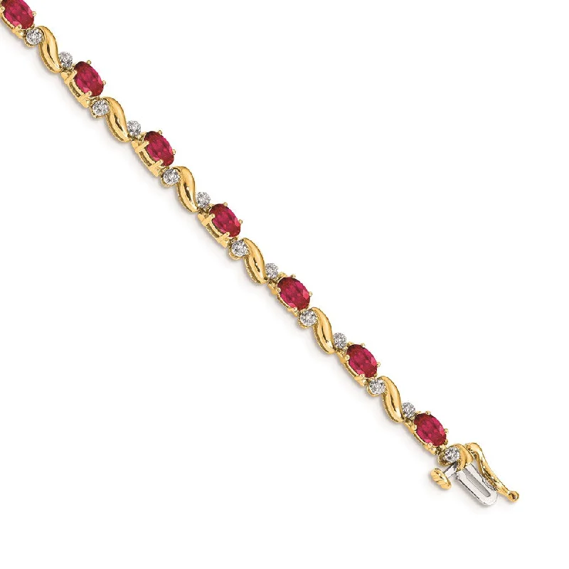 Women’s minimalistic bangles-14k Diamond and Ruby Bracelet-WBC-BM4487-RU-010-YA