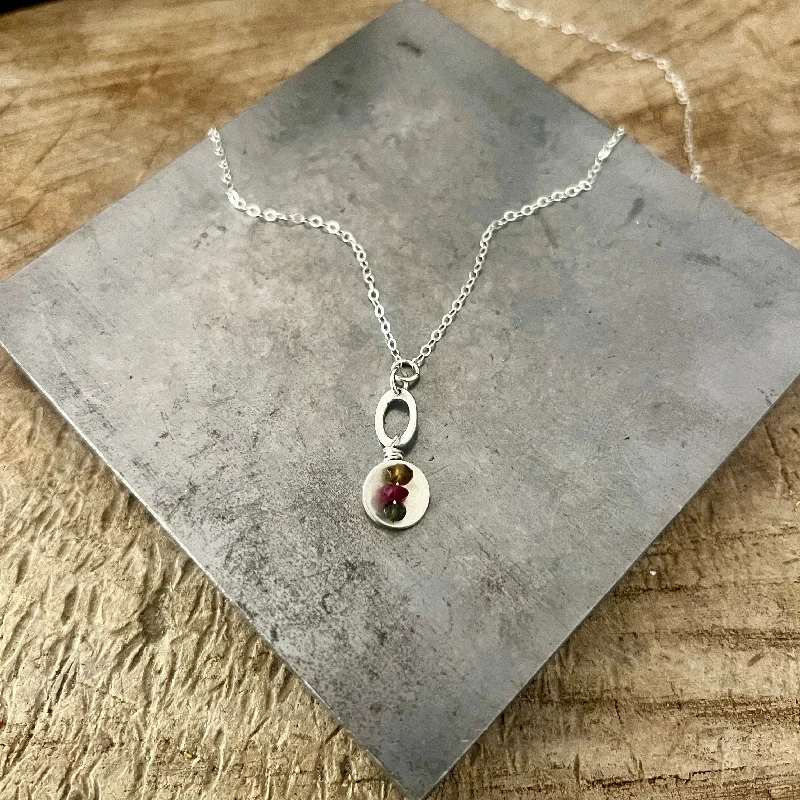 Women’s layered chain necklaces-Tourmaline Time necklace