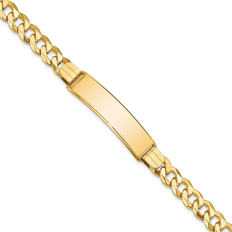 Women’s diamond bracelets-14k Flat Curb Link ID Bracelet-WBC-LID80-8