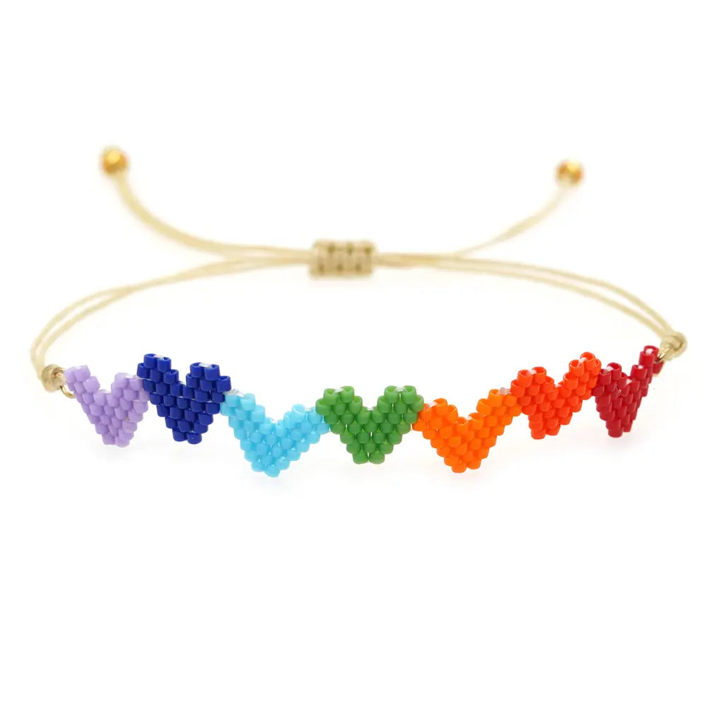 Women’s stretchable bracelets-Rainbow Hearts Bracelet