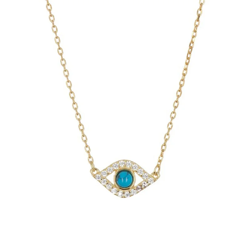 Women’s vintage pendant necklaces-14k Gold Plated Evil Eye Charm Necklace