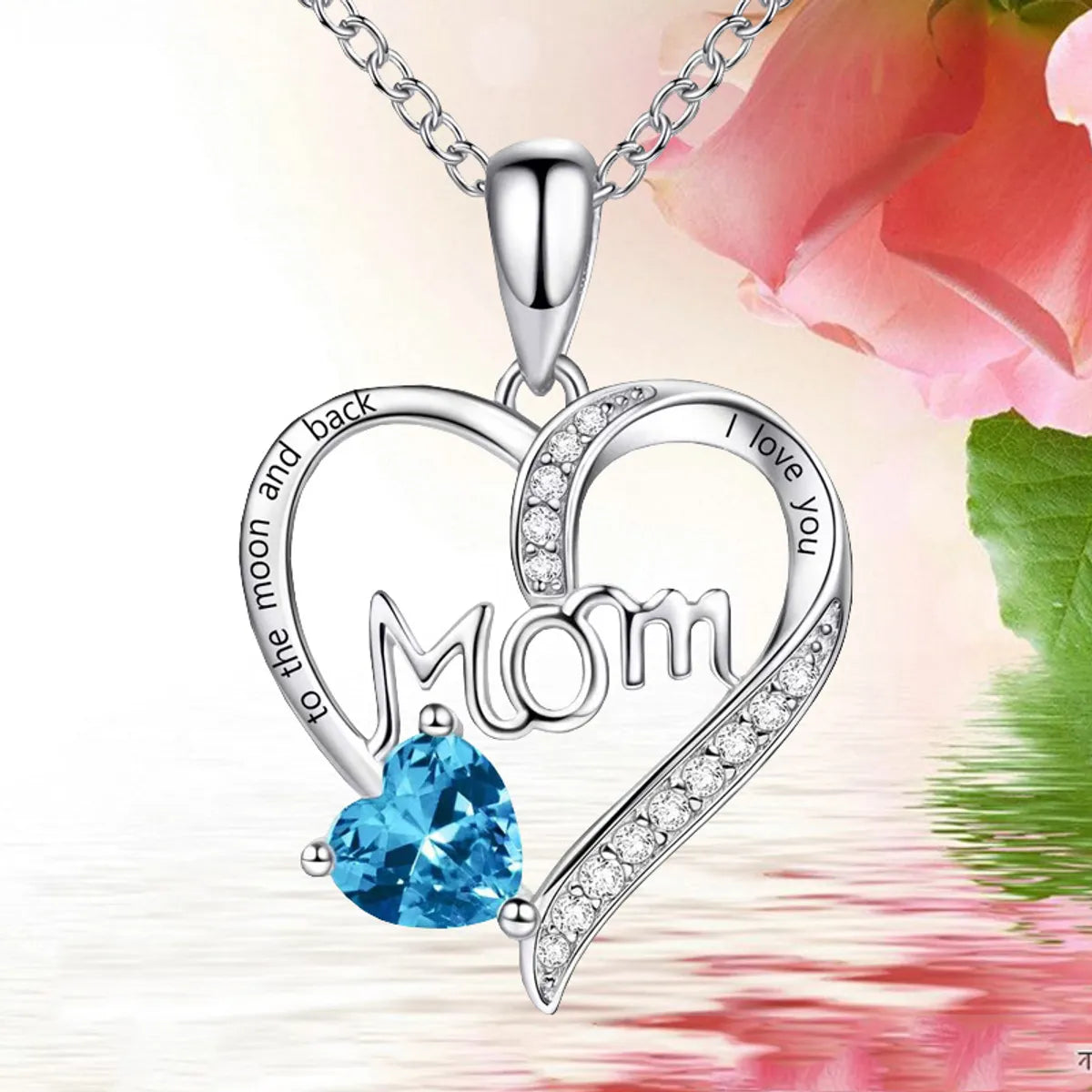 Women’s textured gold necklaces-Mama Heart Shape Alloy Plating Artificial Diamond Mother's Day Women's Pendant Necklace