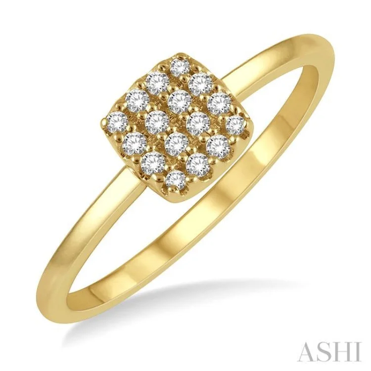 1/8 ctw Cushion Shape Round Cut Diamond Petite Fashion Ring in 10K Yellow Gold