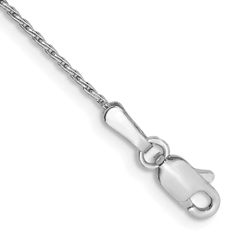 Women’s boho bracelets-14k White Gold 1mm Round Parisian Wheat Chain Bracelet, 7"