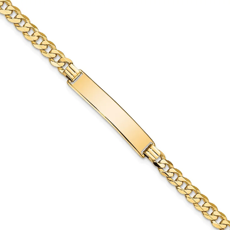 Women’s minimalist bangles-14k Flat Curb Link ID Bracelet-WBC-LID74-7