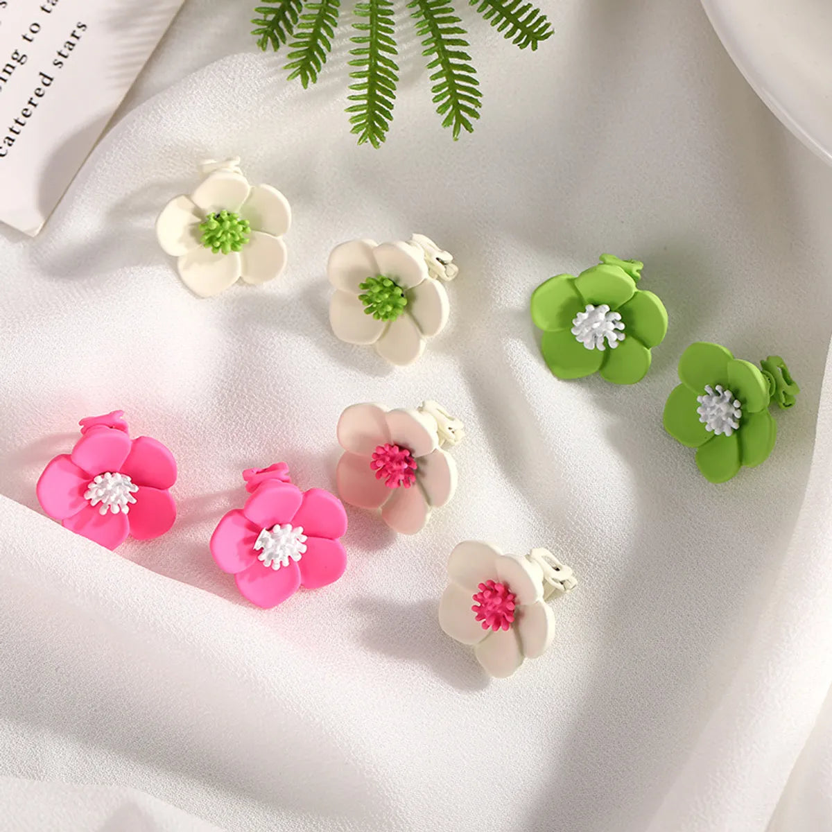 Women’s unique earrings-1 Pair Sweet Flower Stoving Varnish Alloy Ear Cuffs