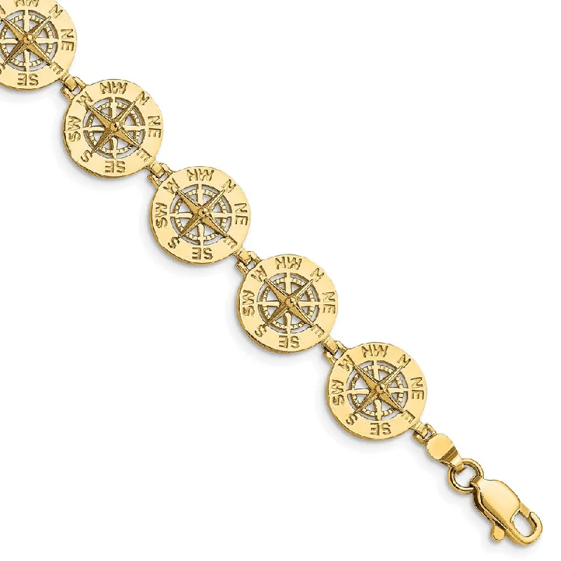 Women’s minimalist bracelets-14K Polished Nautical Compass Bracelet-WBC-FB1595-7.25