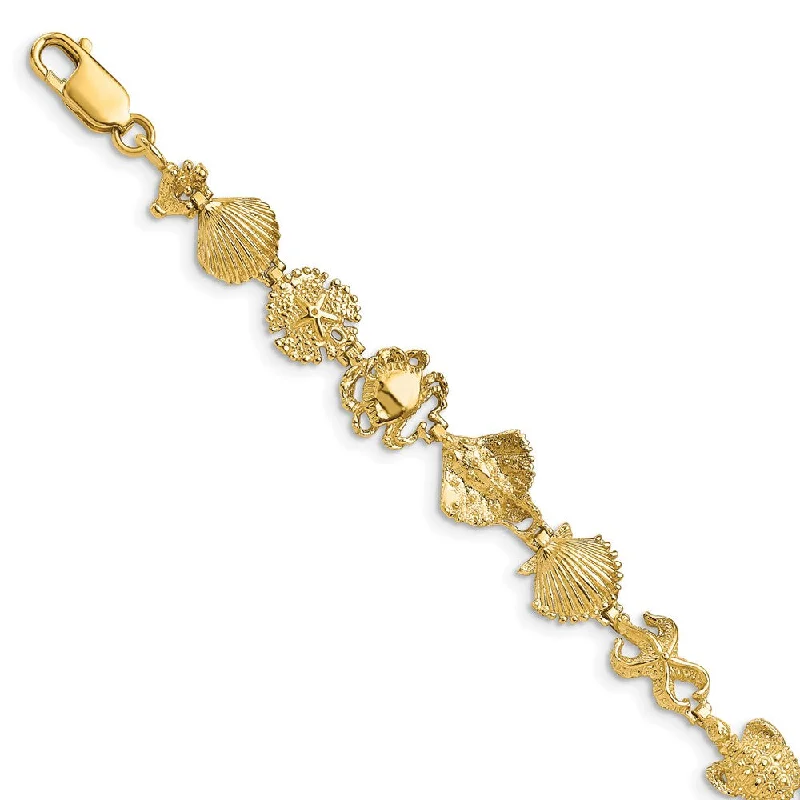 Women’s gemstone-studded bracelets-14k Sea Life Bracelet-WBC-FB1657-8