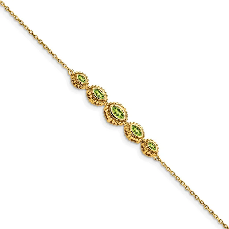 Women’s multi-strand bracelets-14k Marquise Peridot Bracelet-WBC-BM7200-PE-Y