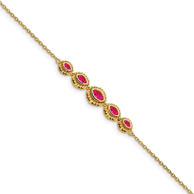 Women’s engraved silver bracelets-14k Marquise Ruby Bracelet-WBC-BM7200-RU-Y