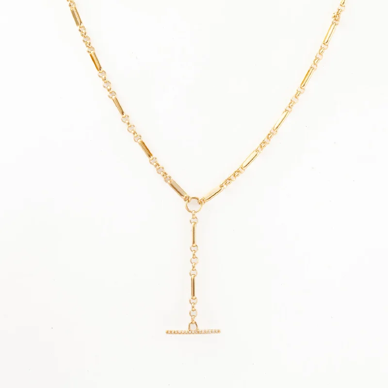 Women’s diamond pendant necklaces-Pavé Toggle Lariat Necklace