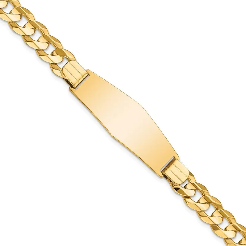 Women’s chunky bracelets-14k Curb Soft Diamond Shape ID Bracelet-WBC-CUR220IDC-8