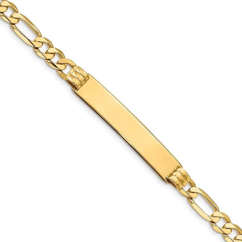 Women’s gold tennis bracelets-14k Figaro ID Bracelet-WBC-FIG160ID-7