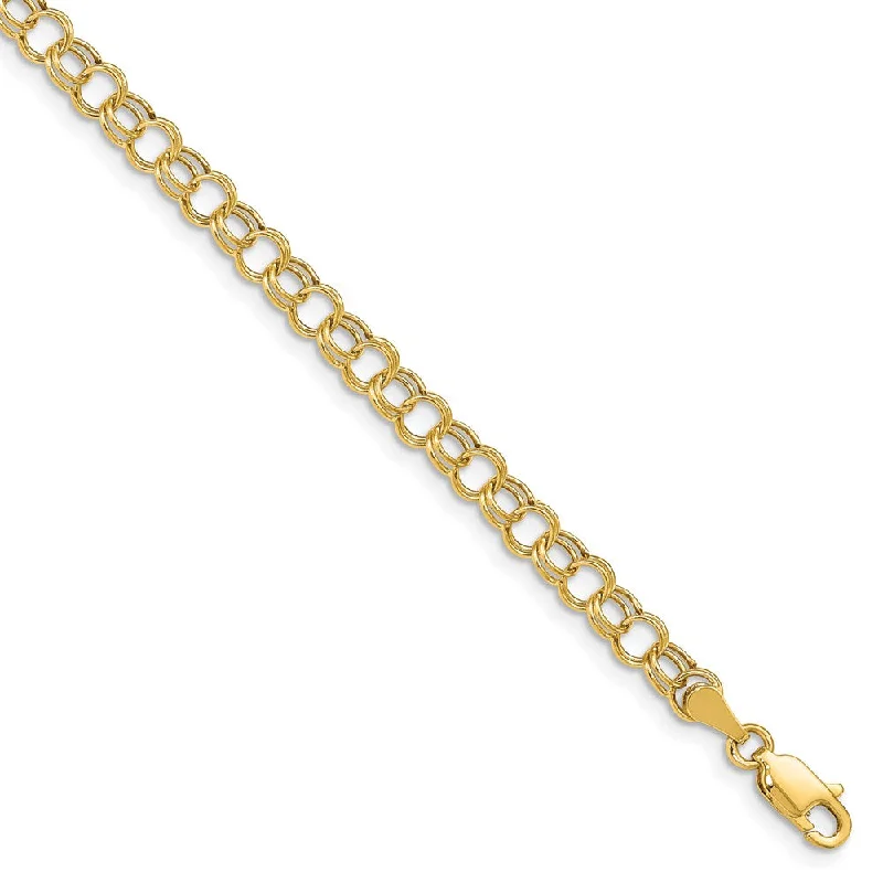 Women’s stretch bracelets-14k Hollow Double Link Charm Bracelet-WBC-DO540-8